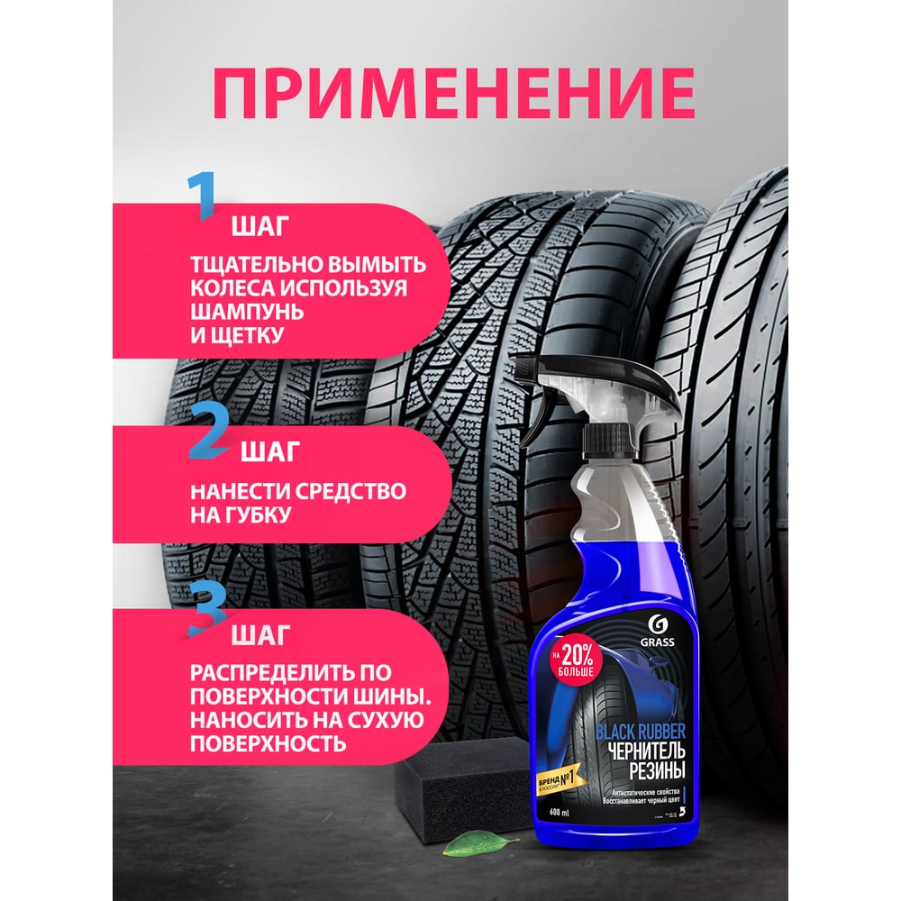 Полирующее средство Black rubber, флакон 600мл, GRASS