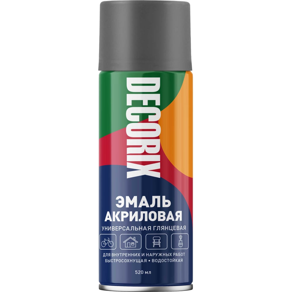 Аэрозольная акриловая эмаль Decorix (универсальная; темно-серый; 520 мл) 0101-28 DX