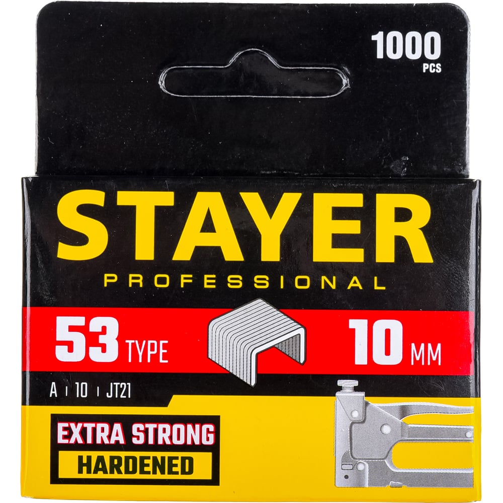 Скобы STAYER "STANDARD" тип53, красные,10мм, 1000шт