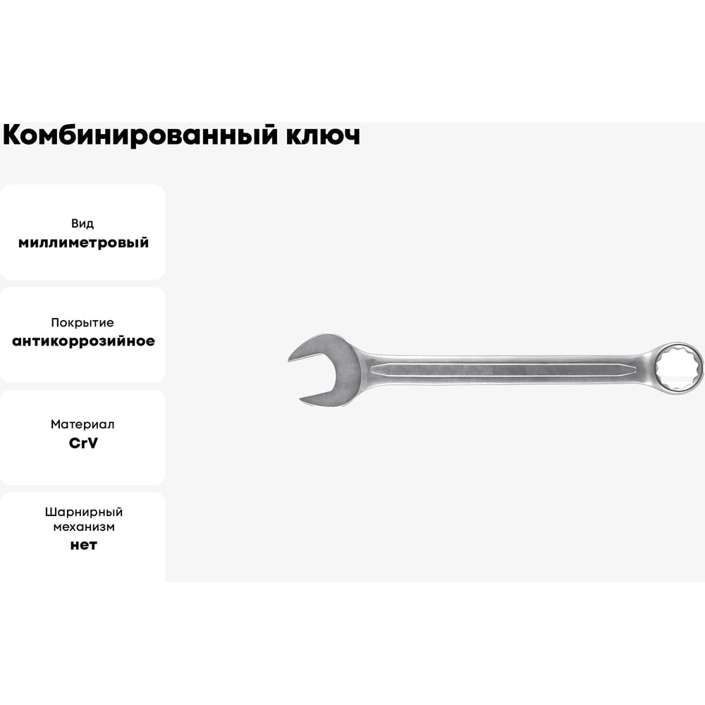 Ключ комбинированный усиленный "Гранд", crv, холодный штамп 24 мм, ФИТ
