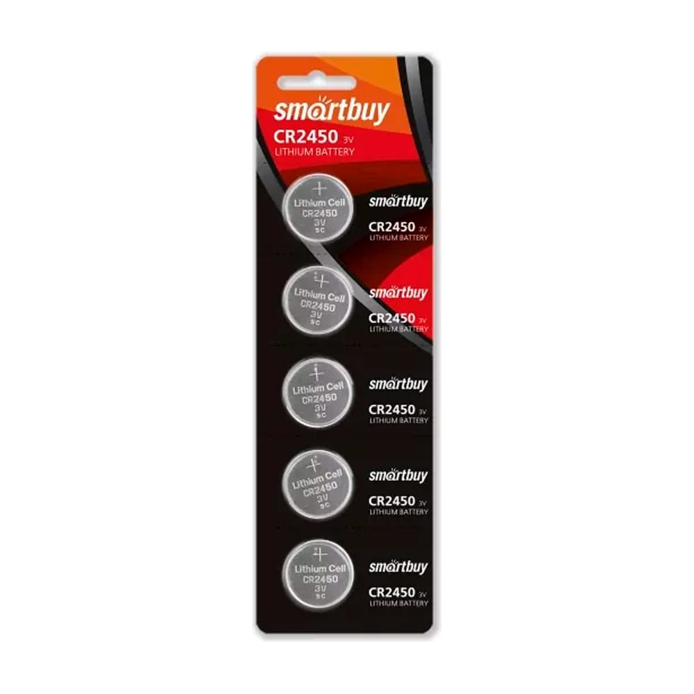 Элемент питания Smartbuy литиевый, cr2450/5b (100/2000) упаковка 5 шт. SBBL-2450-5B