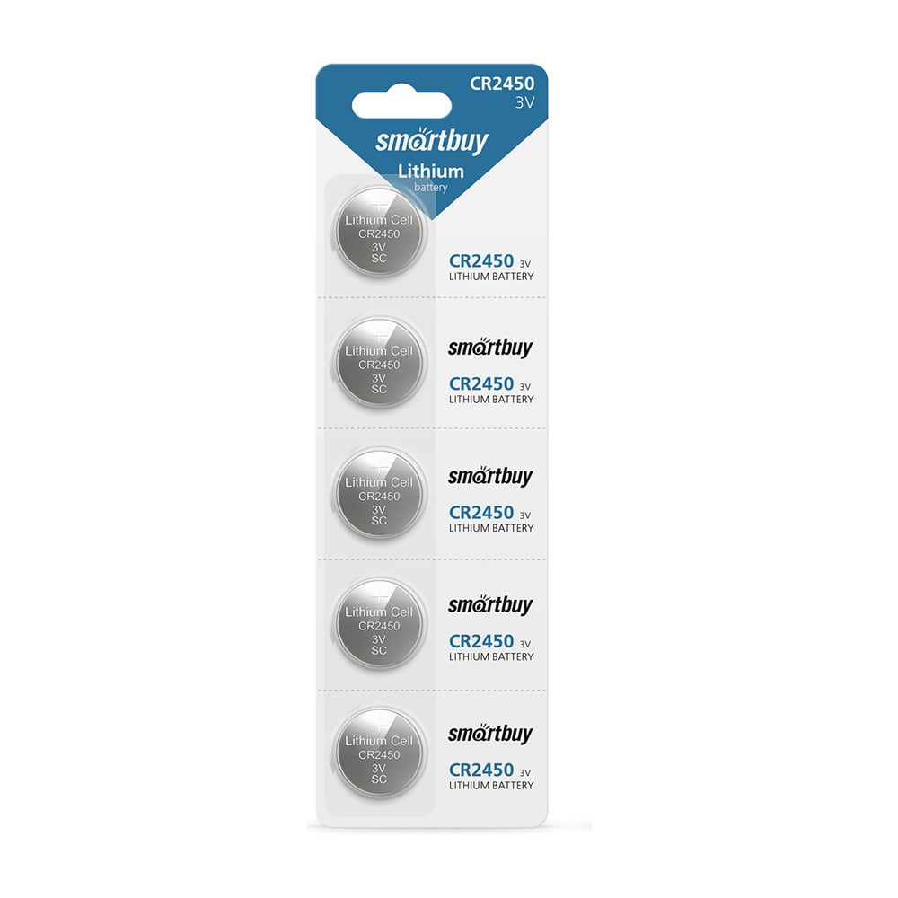 Элемент питания Smartbuy литиевый, cr2450/5b (100/2000) упаковка 5 шт. SBBL-2450-5B