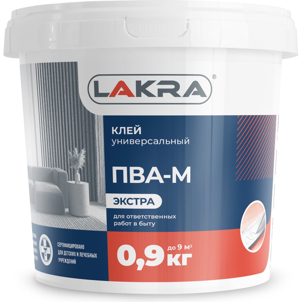 Универсальный клей ПВА-М Лакра Экстра 0,9 кг 90002427657