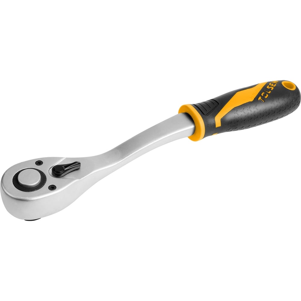 Трещотка TOLSEN GRIPro 3/8", 202 мм, 72 зубца, флажковая, с кнопкой 16119