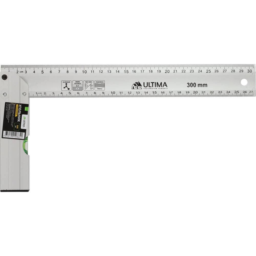 Угольник ULTIMA 300 мм, алюминиевый, литой (1уп-10шт, 1кор-60шт) 132003