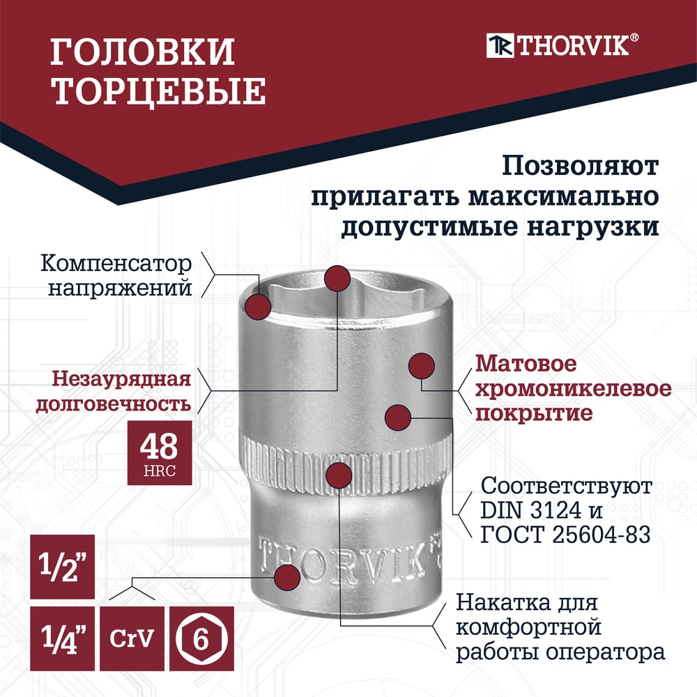 Универсальный набор инструмента THORVIK TS094 1/4, 1/2DR, 94 предмета 054009