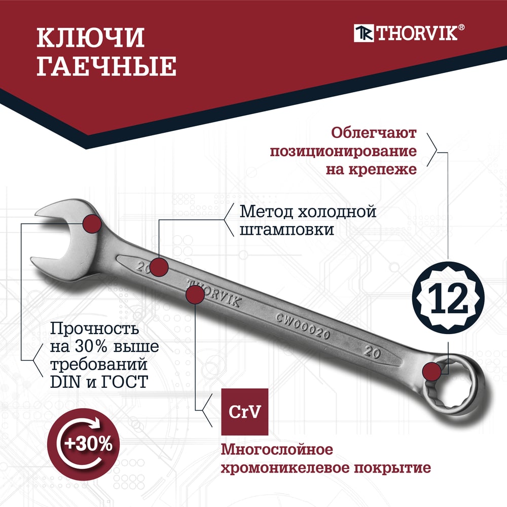 Универсальный набор инструмента THORVIK TS082 1/4", 1/2DR, 82 предмета 054007