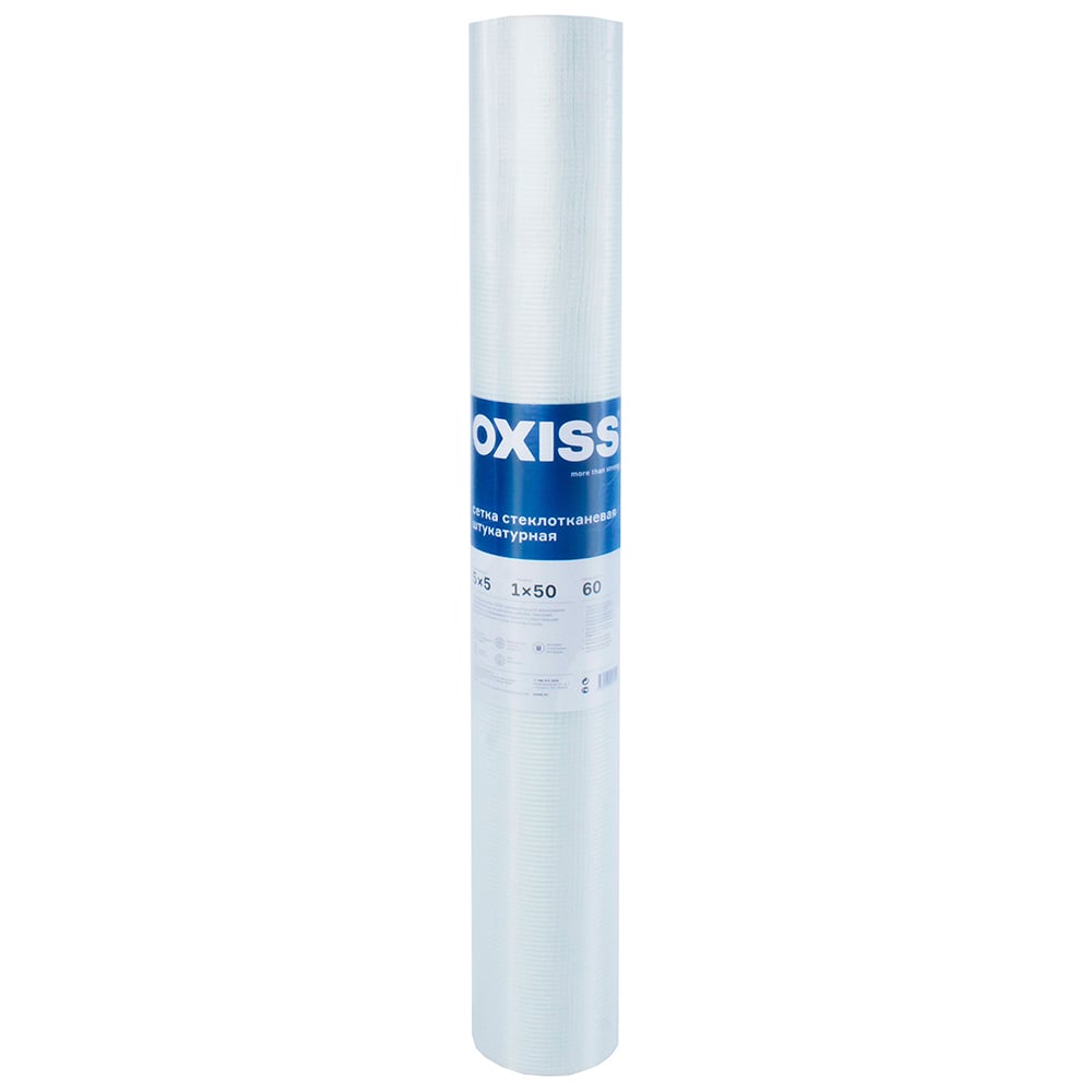 Стеклотканевая штукатурная сетка Oxiss 5x5 мм, 60 г/кв.м, 1x50 м 4630025422554