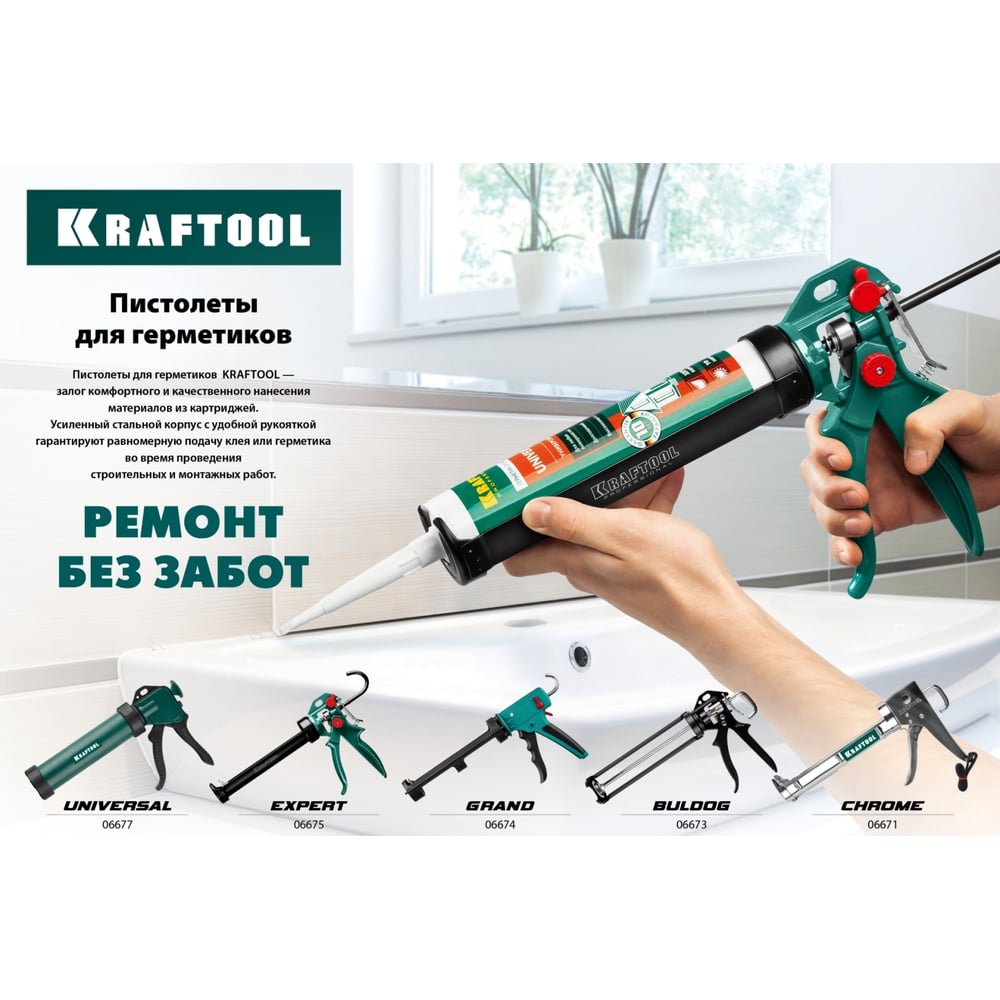 Скелетный пистолет для герметика KRAFTOOL 4-in-1, 310 мл 06675