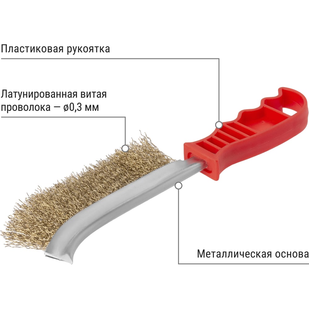 Щетка металлическая ручная TDM ELECTRIC с пластиковой рукояткой, латуниров. витая проволока d 0,3 мм, "Гранит" SQ1096-0101