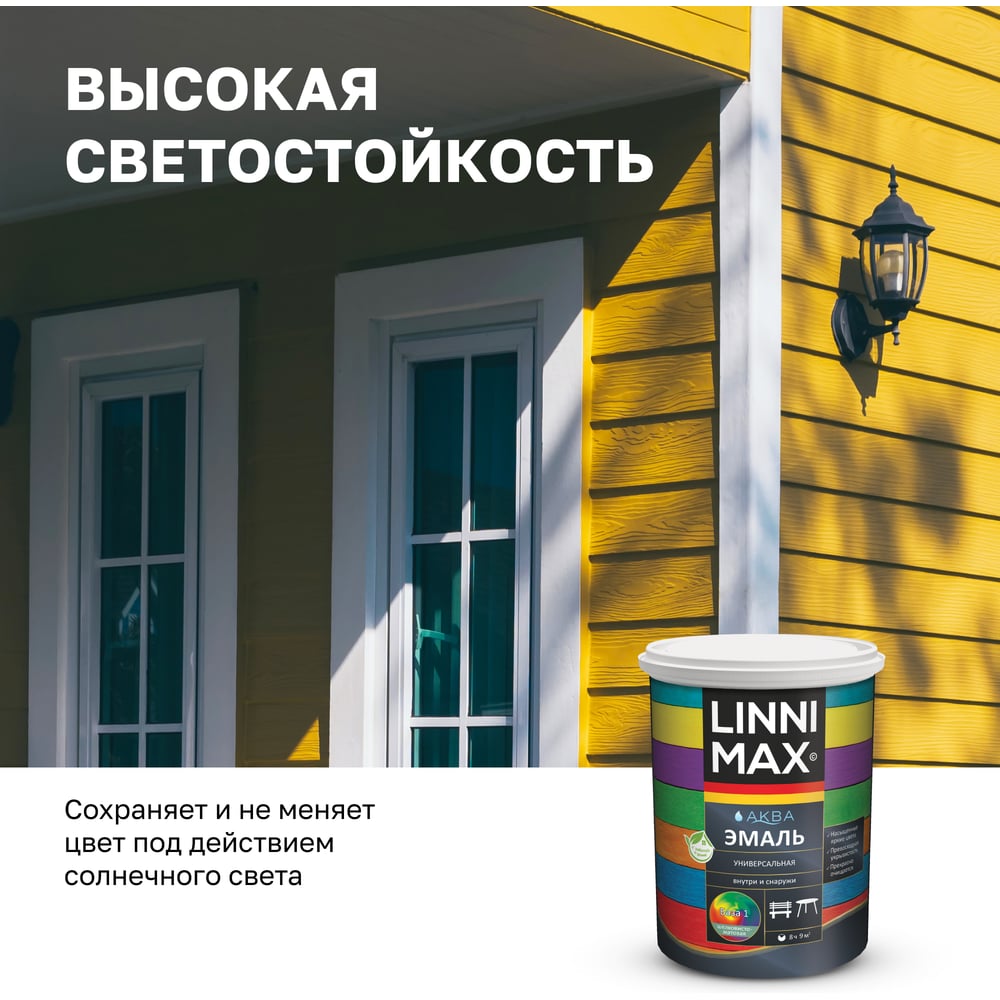 Эмаль универсальная шелковисто-матовая LINNIMAX (ALPINA) Аква База 1 0,9 л 948105442