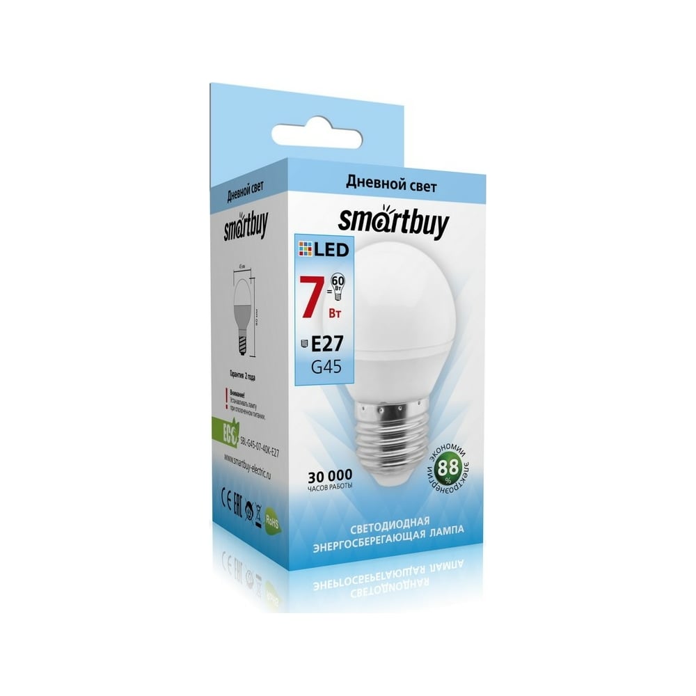 Светодиодная (LED) Лампа Smartbuy-G45-07W/4000/E27