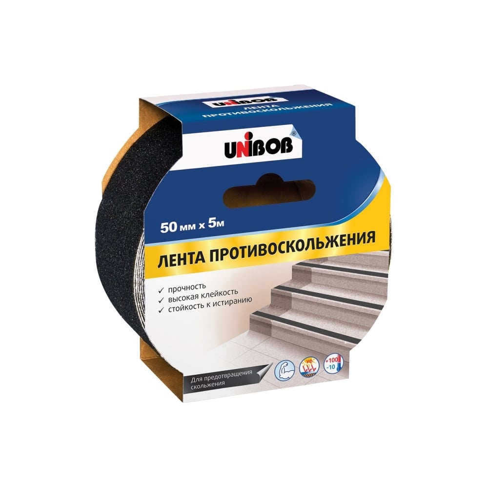 Клейкая лента противоскольжения Unibob  50мм х 5м черная 24шт/уп