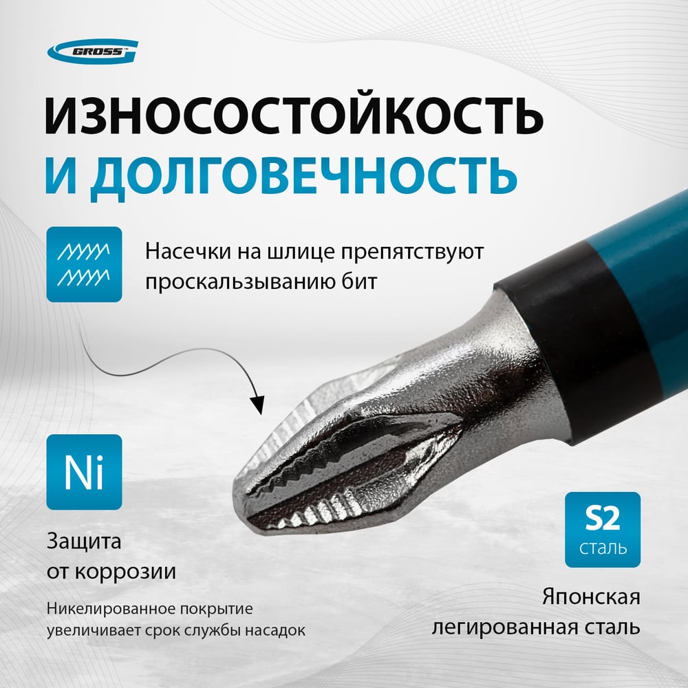 Бит магнитный РН2х70, сталь S2 //GROSS