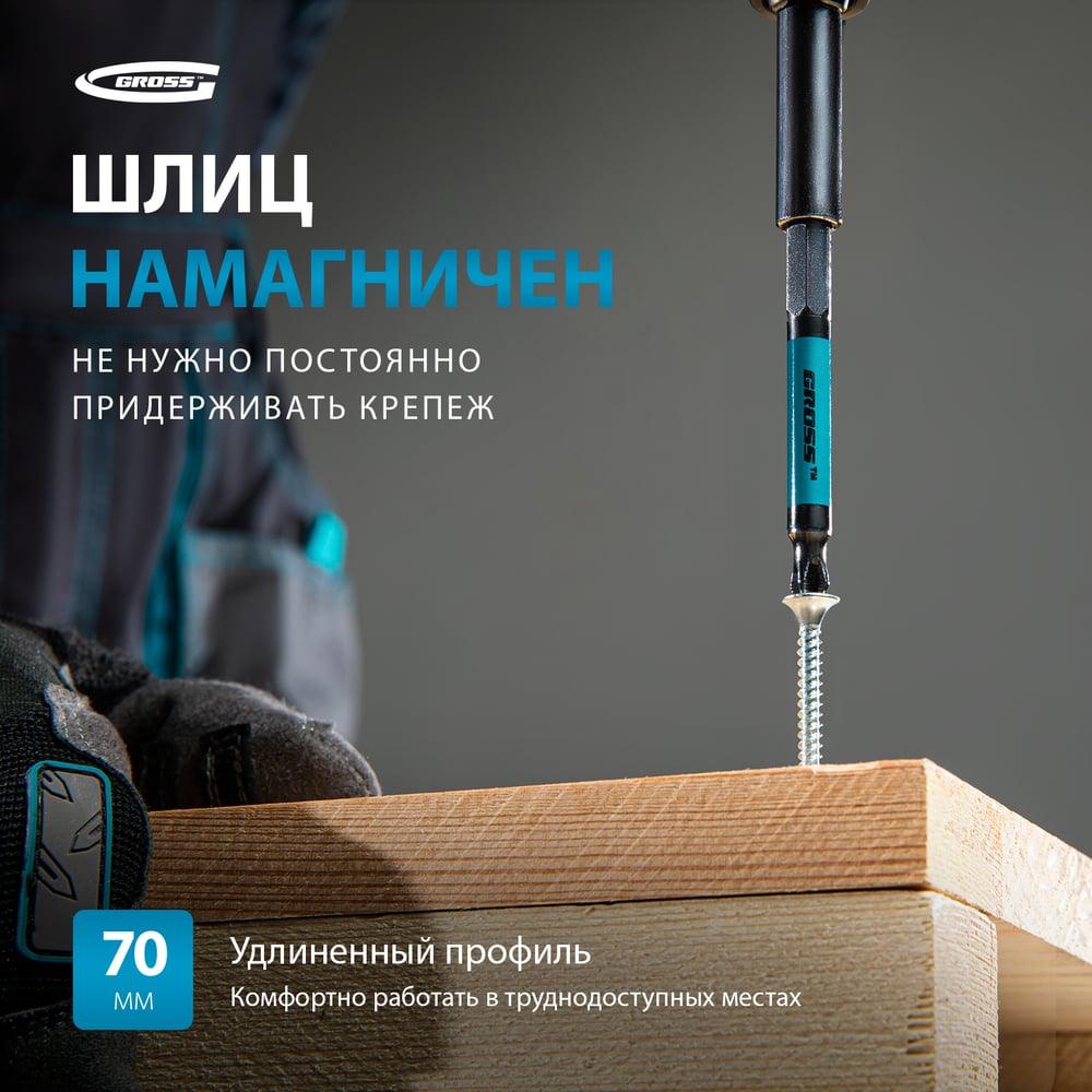 Бит магнитный РН2х70, сталь S2 //GROSS
