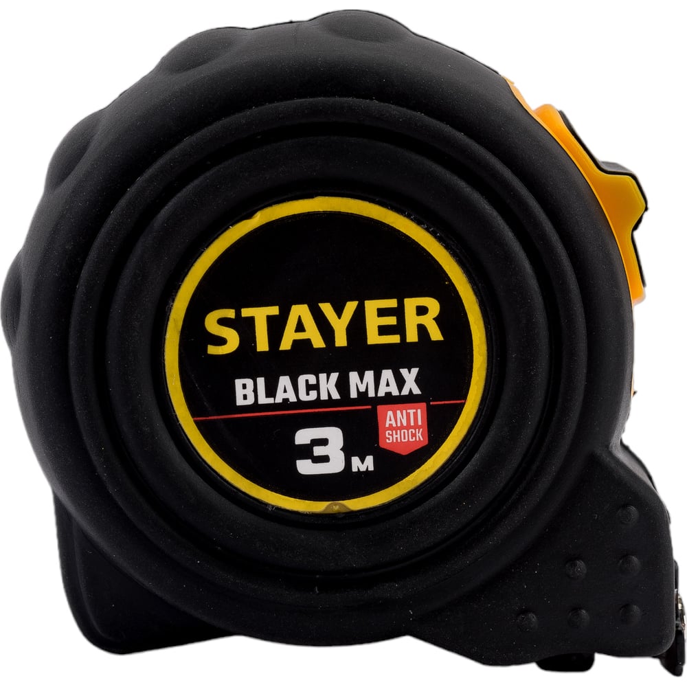 Рулетка Stayer BlackMax 3м / 16мм в ударостойком полностью обрезиненном корпусе и двумя фиксаторами 3410-03_z02