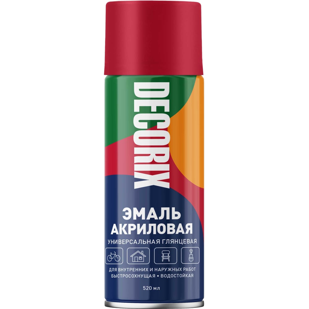 Аэрозольная акриловая эмаль Decorix (универсальная; красный; 520 мл) 0101-04 DX