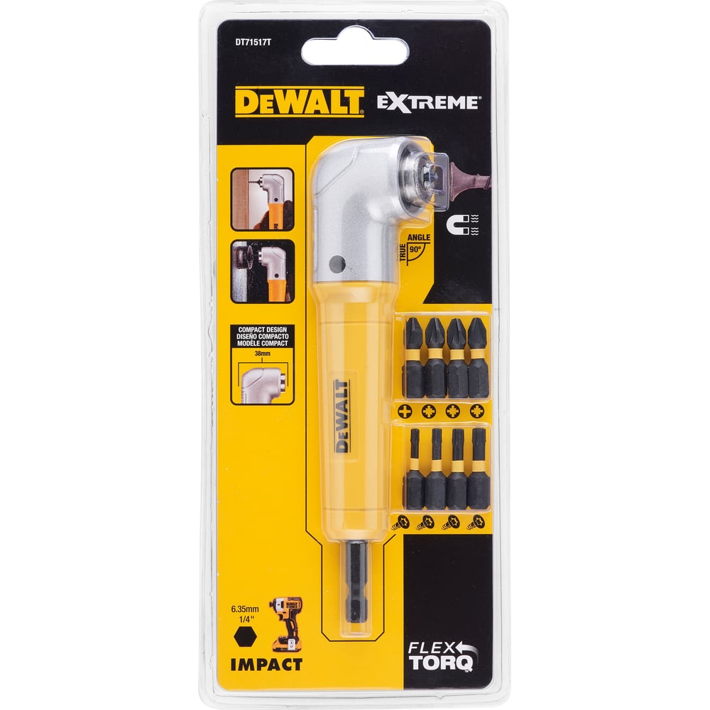 Угловая ударная насадка + биты, 9 шт. Dewalt DT71517T DT71517T-QZ