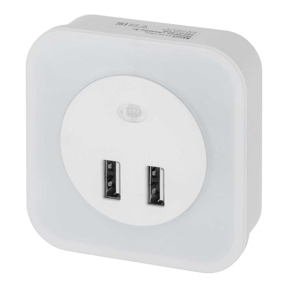 Ночник TDM ELECTRIC Комбо 3", 8LED, 80 лм, датчик освещения, 2 хUSB 2,1 А, 220 В, SQ0357-0038"