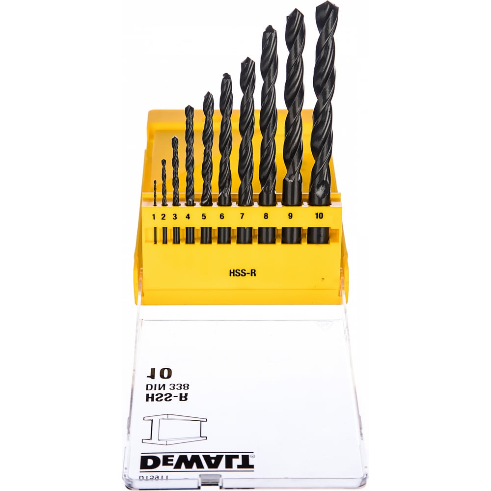 Набор сверл по металлу в пластиковой кассете 10 шт. (1-10 мм; HSS-R) DEWALT DT 5911