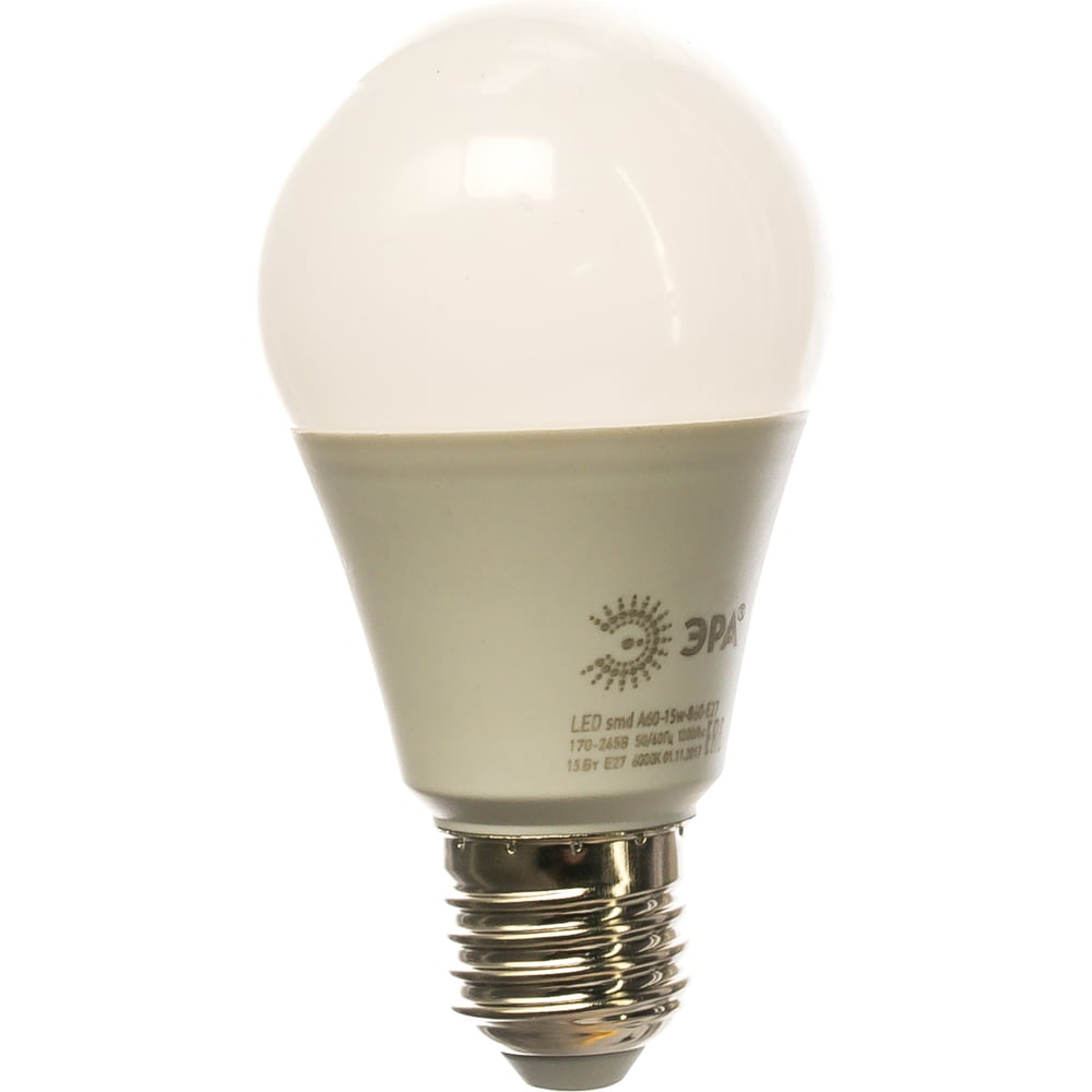Светодиодная лампа ЭРА LED A60-15W-860-E27, груша, холодный Б0031396