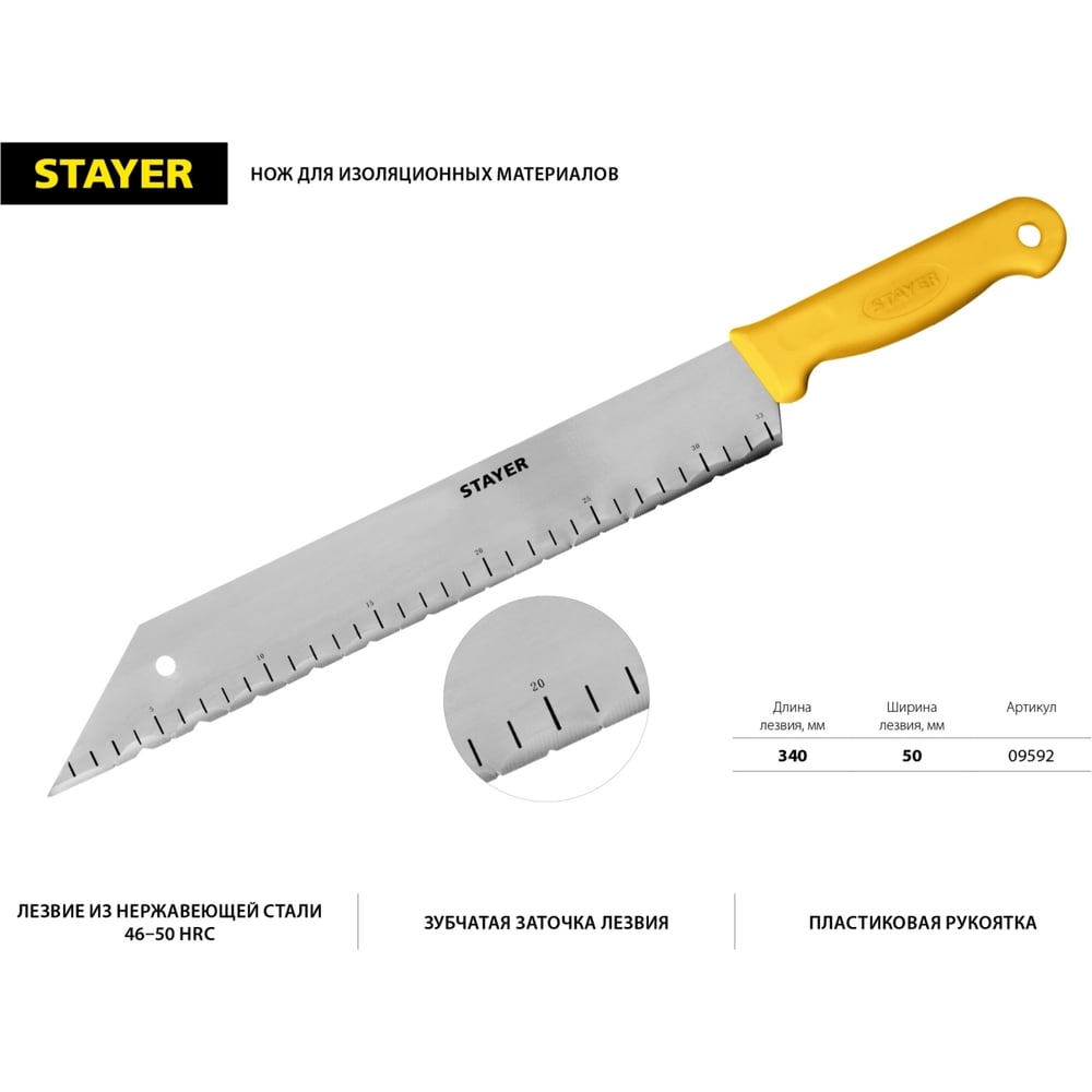 Нож для листовых изолляционных материалов 340мм STAYER