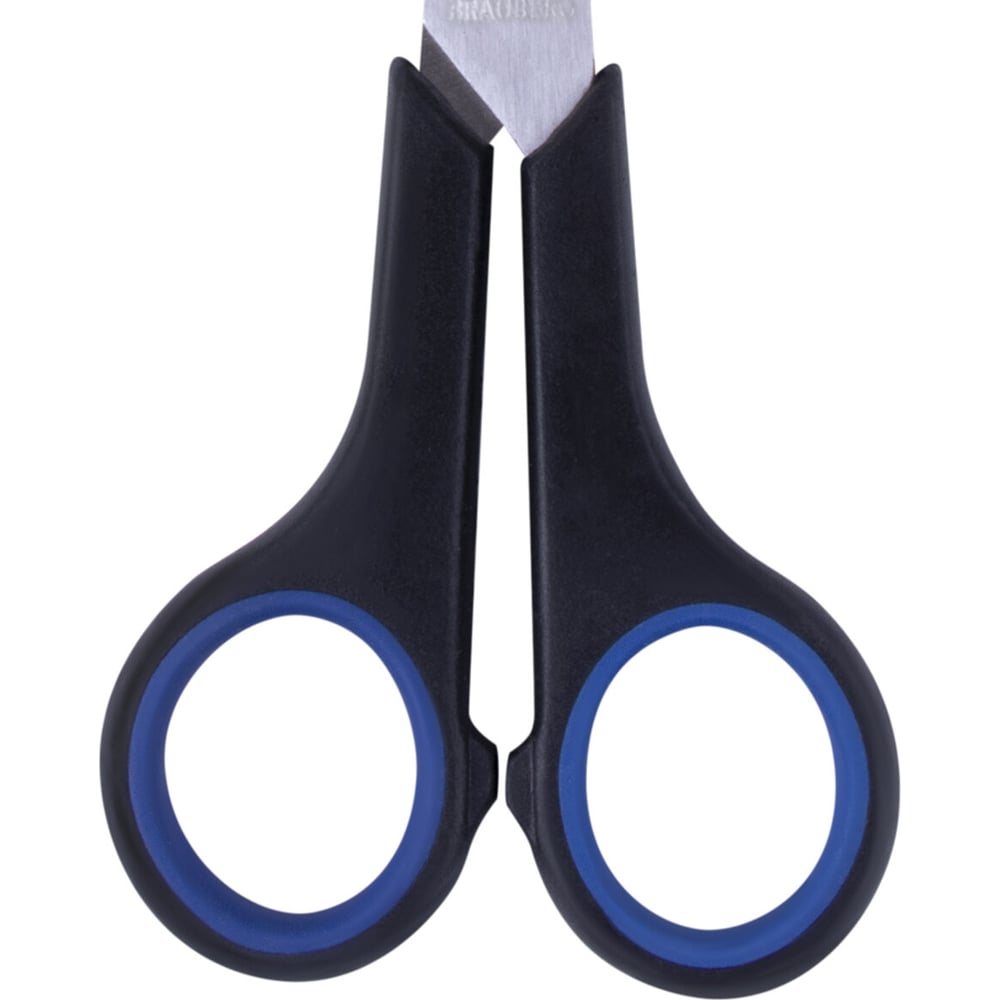 Ножницы BRAUBERG Soft Grip 165 мм, резиновые вставки, серо-зеленые, 3-х сторонняя заточка, картонная упаковка 230761