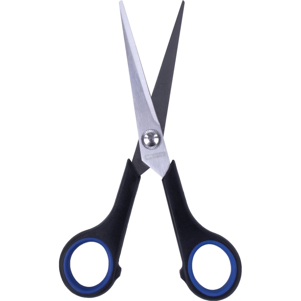 Ножницы BRAUBERG Soft Grip 165 мм, резиновые вставки, серо-зеленые, 3-х сторонняя заточка, картонная упаковка 230761