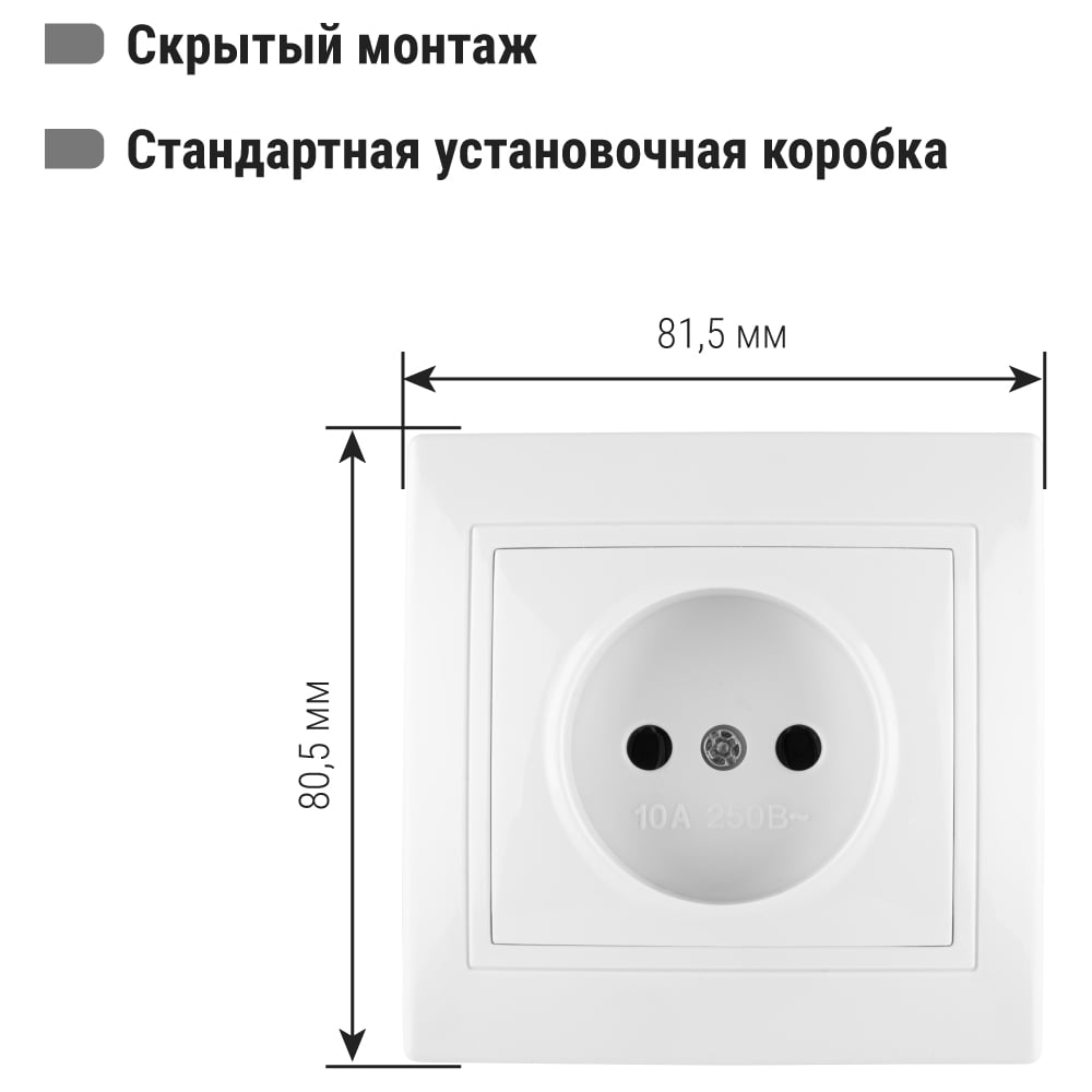 Розетка 2П 10А 250В белый "Таймыр" TDM