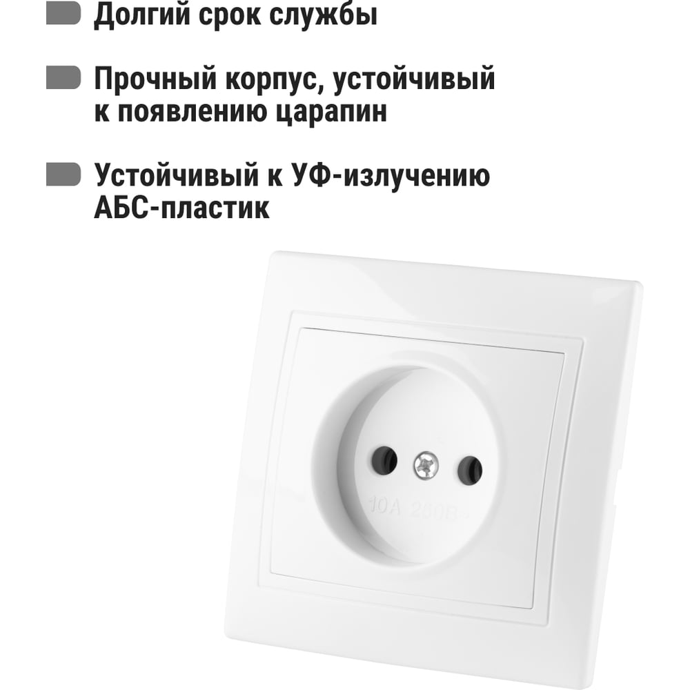 Розетка 2П 10А 250В белый "Таймыр" TDM